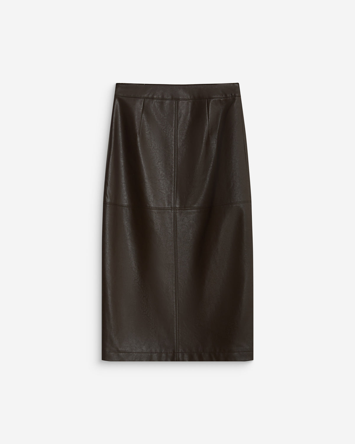 Faux-leather wrap midi skirt chocolat Aenor