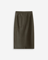 Jupe midi portefeuille similicuir kaki Aenor