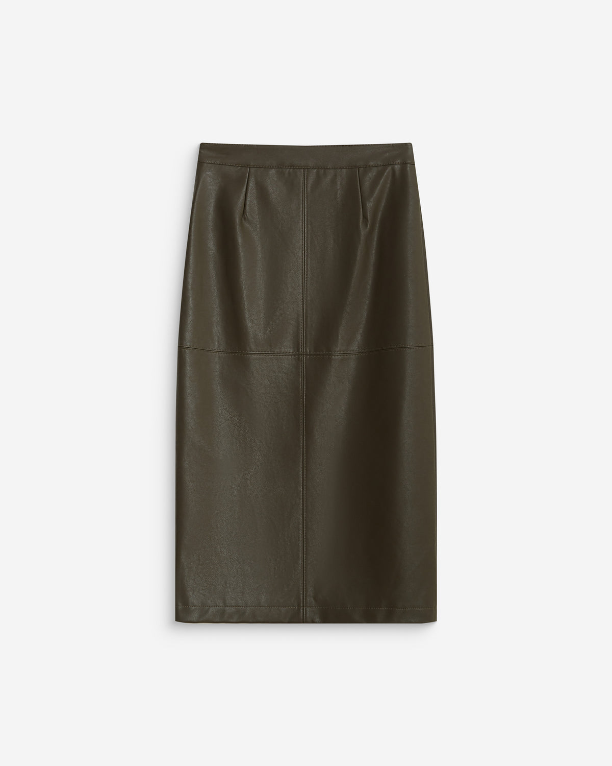 Jupe midi portefeuille similicuir kaki Aenor