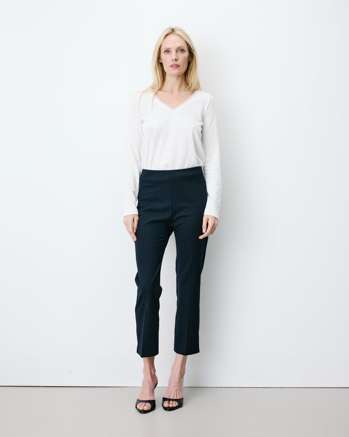 Pantalon capri ajusté à rayures marine Adrian