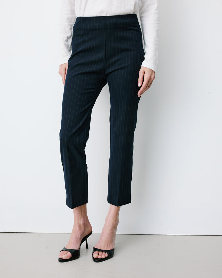 Pantalon capri ajusté à rayures marine Adrian