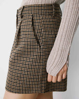 Short tailleur pied-de-poule taille haute coffee Arsenio