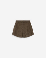Short tailleur pied-de-poule taille haute coffee Arsenio