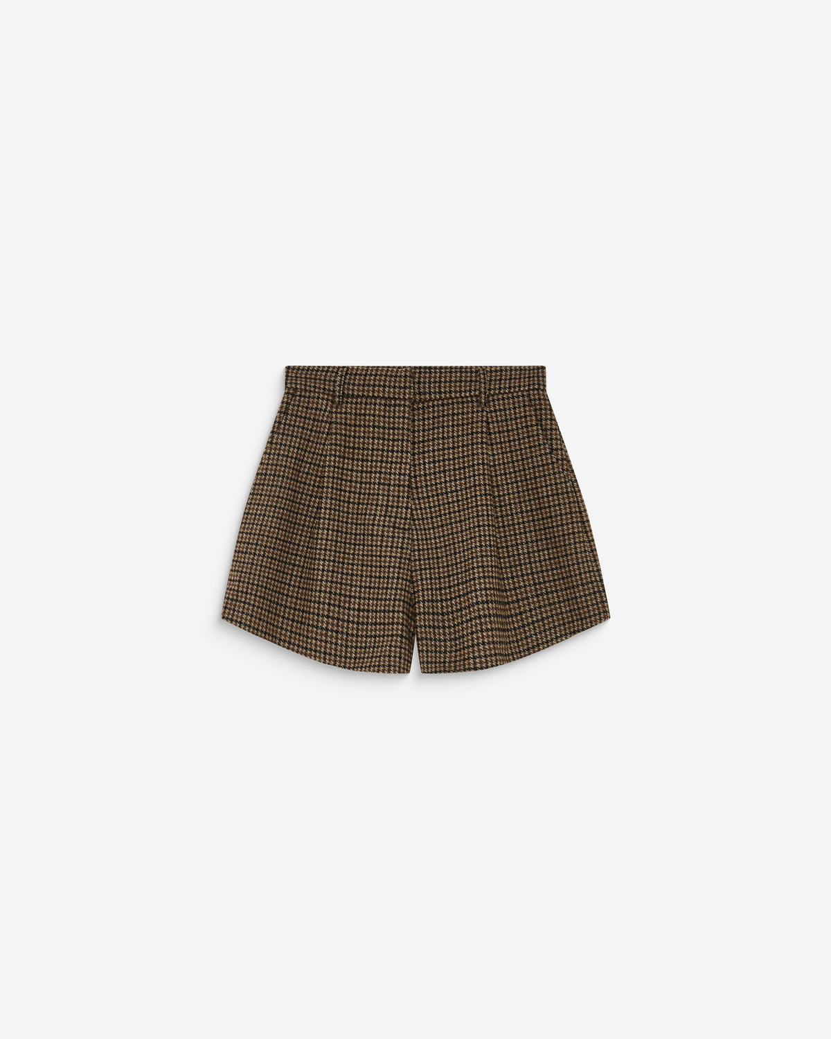 Short tailleur pied-de-poule taille haute coffee Arsenio