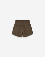 Short tailleur pied-de-poule taille haute coffee Arsenio