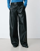 Pantalon barrel similicuir noir Alfie