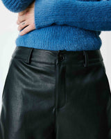 Pantalon barrel similicuir noir Alfie