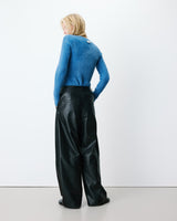 Pantalon barrel similicuir noir Alfie