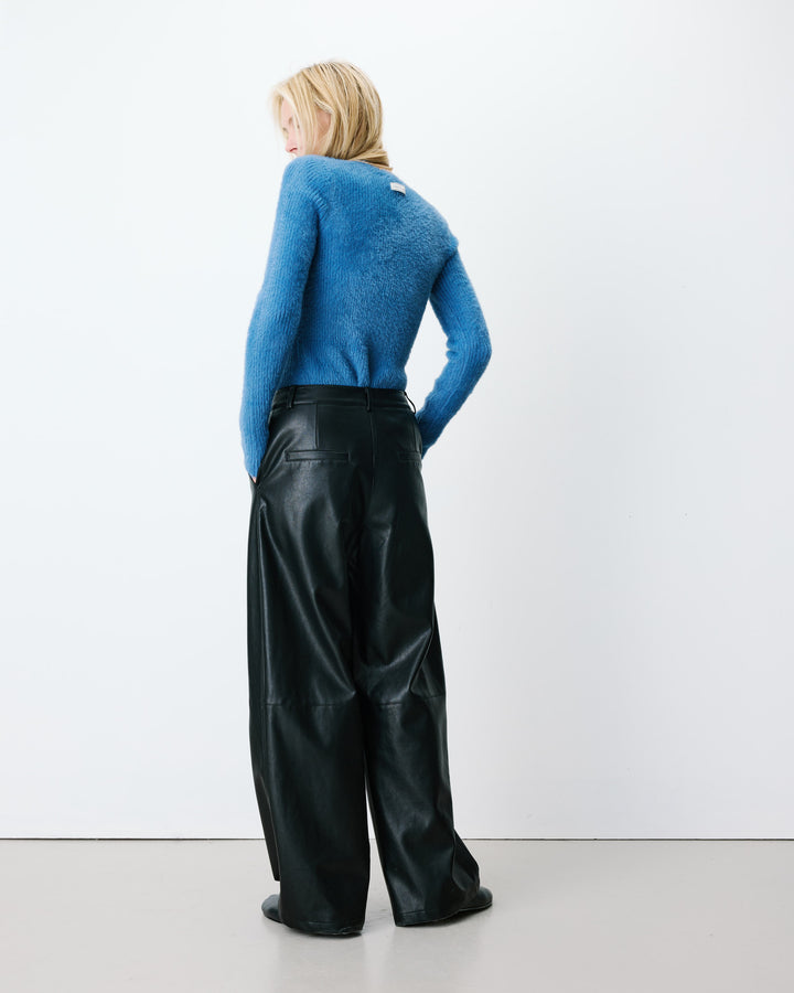 Pantalon barrel similicuir noir Alfie