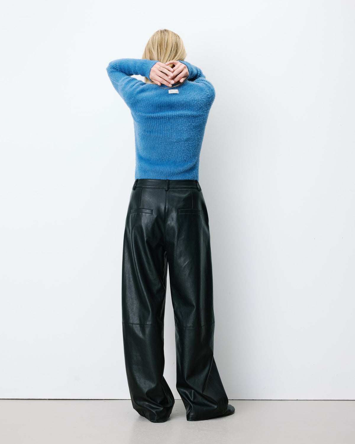 Pantalon barrel similicuir noir Alfie