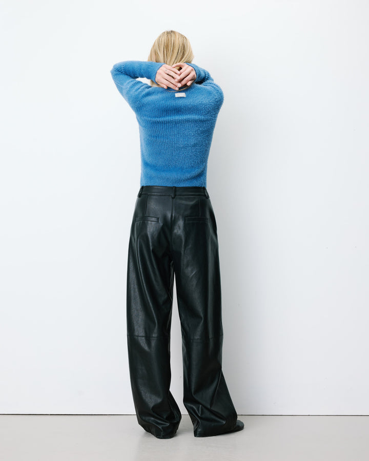 Pantalon barrel similicuir noir Alfie