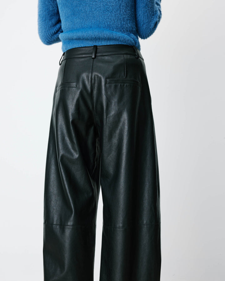 Pantalon barrel similicuir noir Alfie