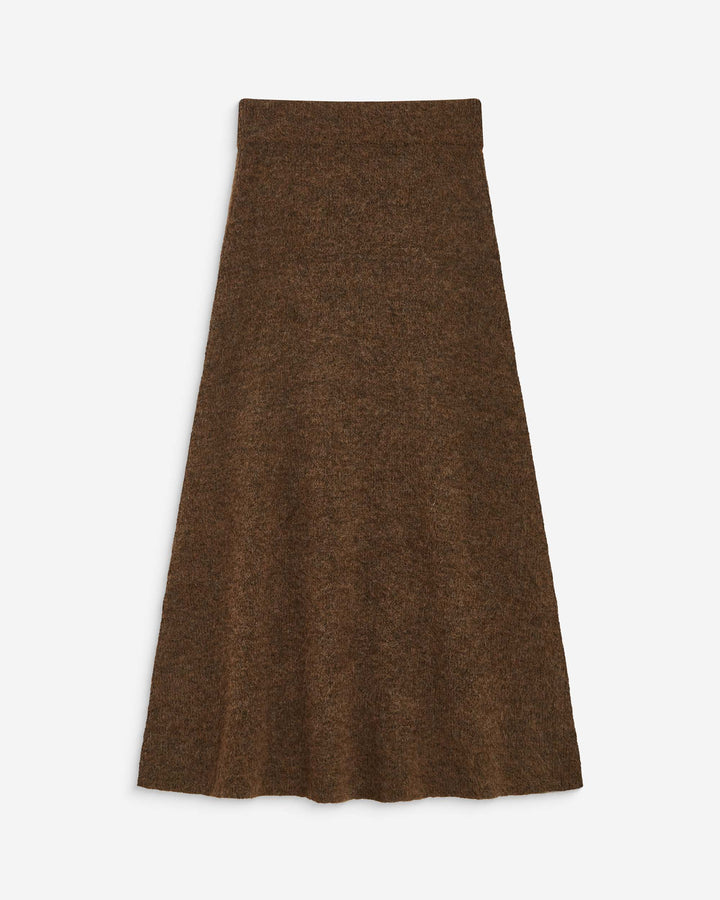 Flared maxi knit skirt chocolat Aluna