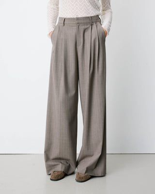 Pantalon tailleur ample ceinture nouable rayure Ardoise
