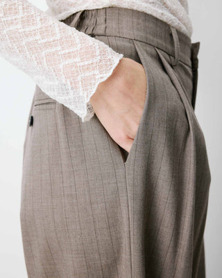 Pantalon tailleur ample ceinture nouable rayure Ardoise