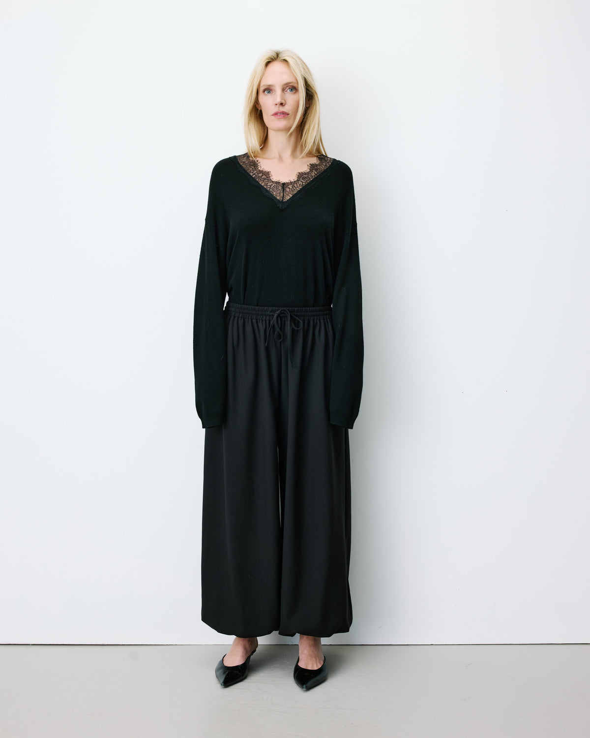 High-rise balloon pants noir Aniel