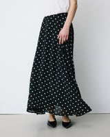 Jupe longue trapèze taille haute pois Analia