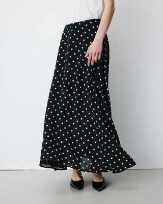 Jupe longue trapèze taille haute pois Analia