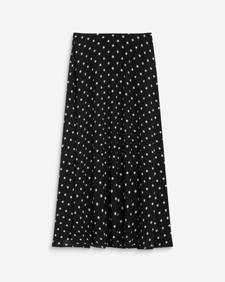 Jupe longue trapèze taille haute pois Analia