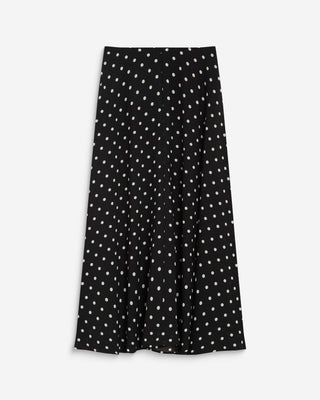 Jupe longue trapèze taille haute pois Analia