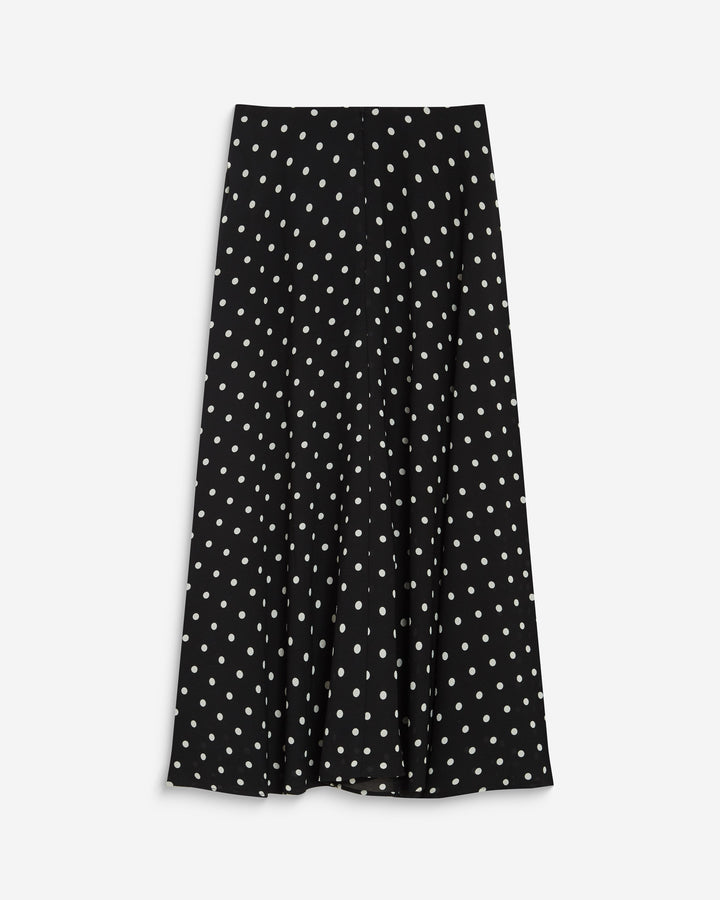 Jupe longue trapèze taille haute pois Analia