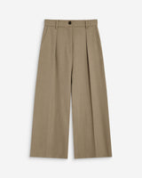 Pantalon tailleur court large à plis beige Atlantis