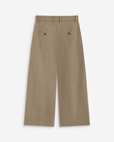 Pantalon tailleur court large à plis beige Atlantis
