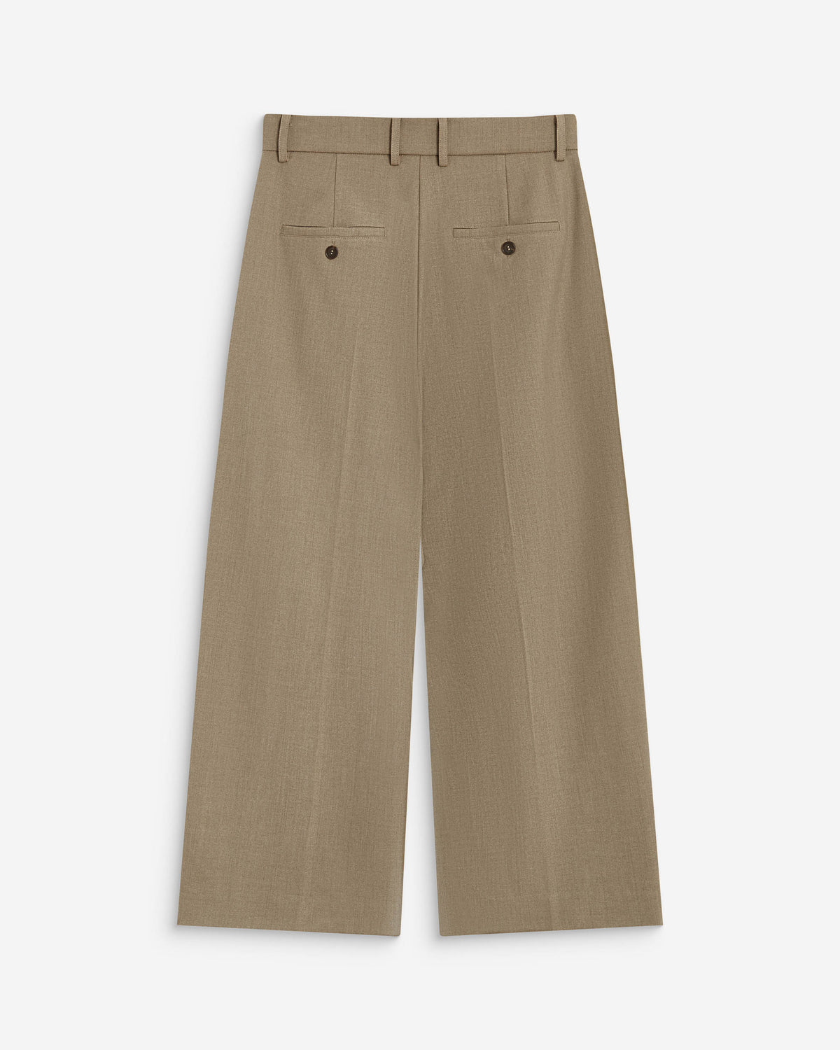 Pantalon tailleur court large à plis beige Atlantis