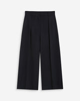 Pantalon tailleur court large à plis marine Atlantis