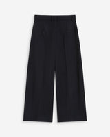 Pantalon tailleur court large à plis marine Atlantis