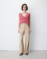 Pantalon tailleur large taille haute beige Alexander
