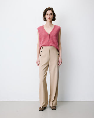 Pantalon tailleur large taille haute beige Alexander