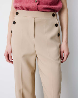Pantalon tailleur large taille haute beige Alexander