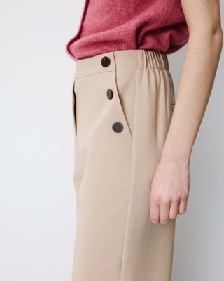 Pantalon tailleur large taille haute beige Alexander