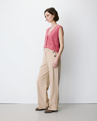Pantalon tailleur large taille haute beige Alexander
