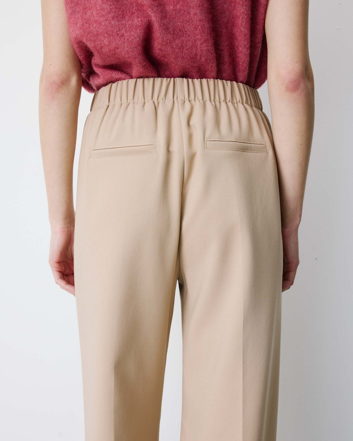 Pantalon tailleur large taille haute beige Alexander