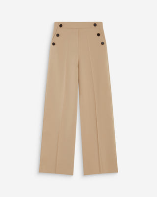 Pantalon tailleur large taille haute beige Alexander