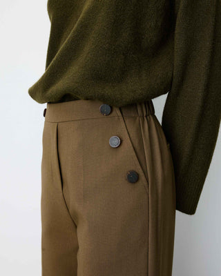 Pantalon tailleur large taille haute kaki Alexander
