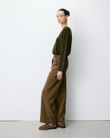 Pantalon tailleur large taille haute kaki Alexander