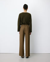 Pantalon tailleur large taille haute kaki Alexander