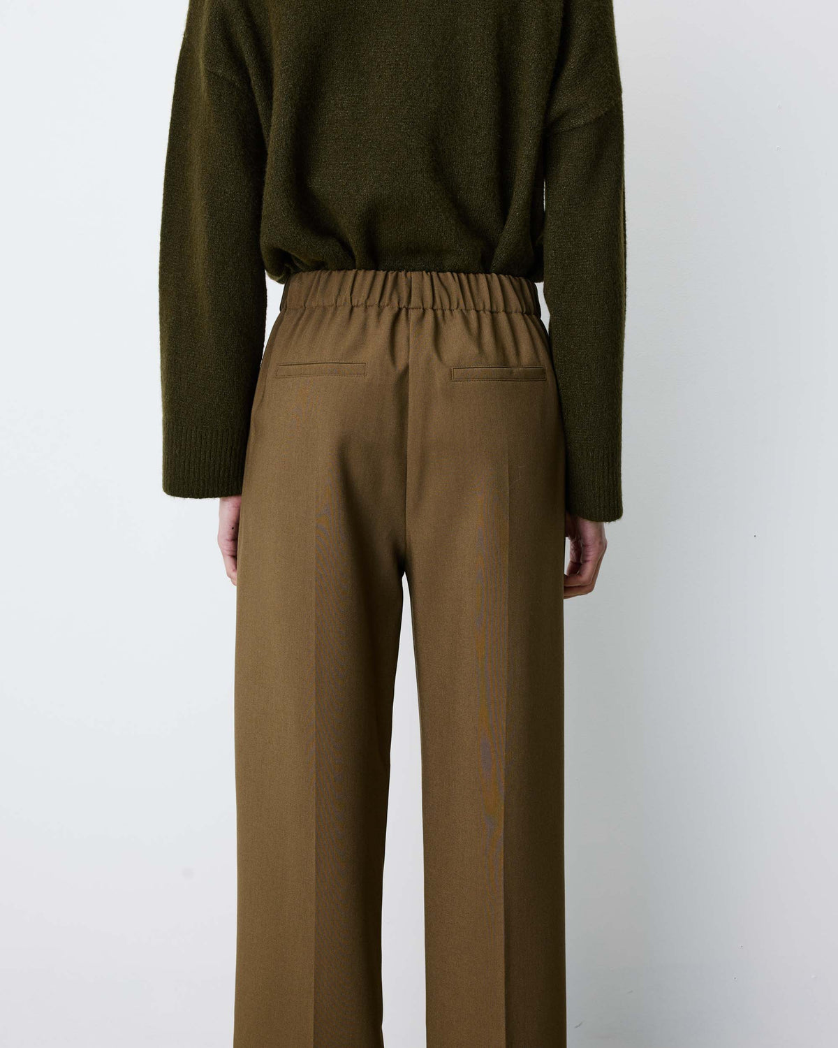 Pantalon tailleur large taille haute kaki Alexander