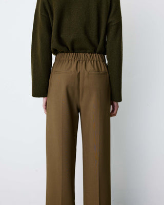Pantalon tailleur large taille haute kaki Alexander