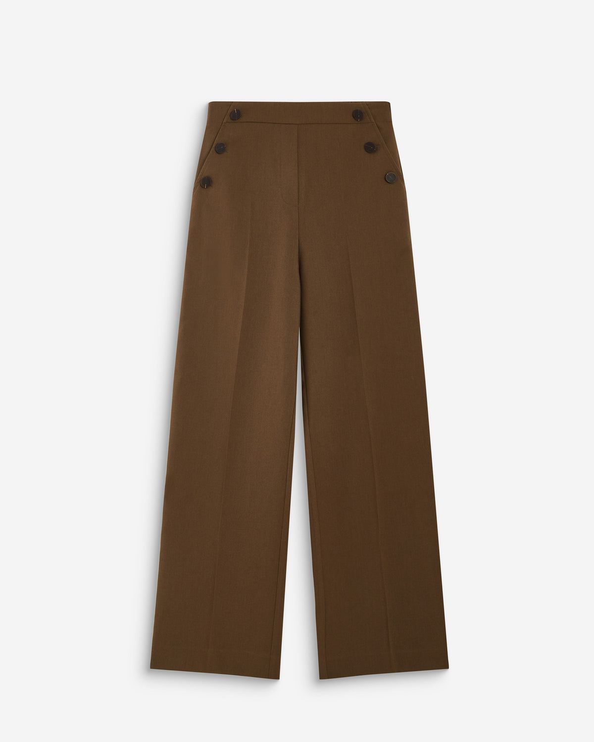 Pantalon tailleur large taille haute kaki Alexander