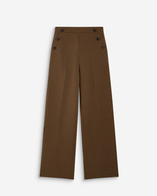 Pantalon tailleur large taille haute kaki Alexander