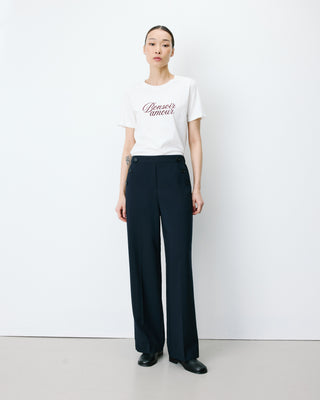 Pantalon tailleur large taille haute marine Alexander