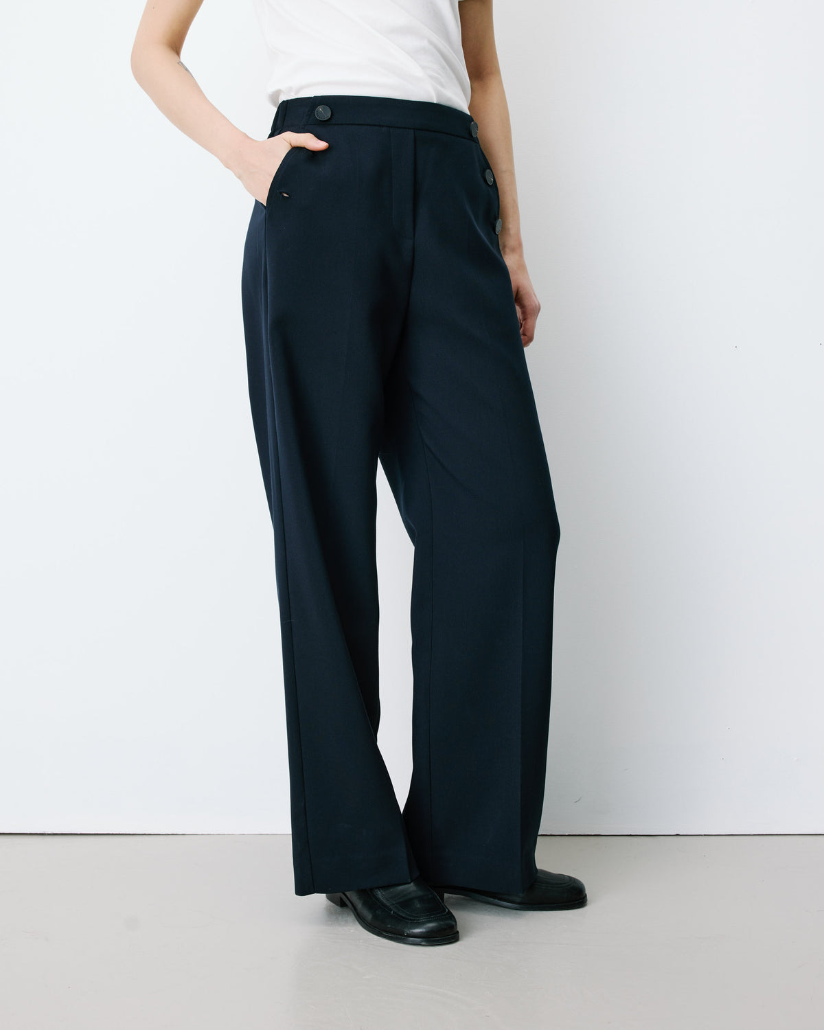 Pantalon tailleur large taille haute marine Alexander