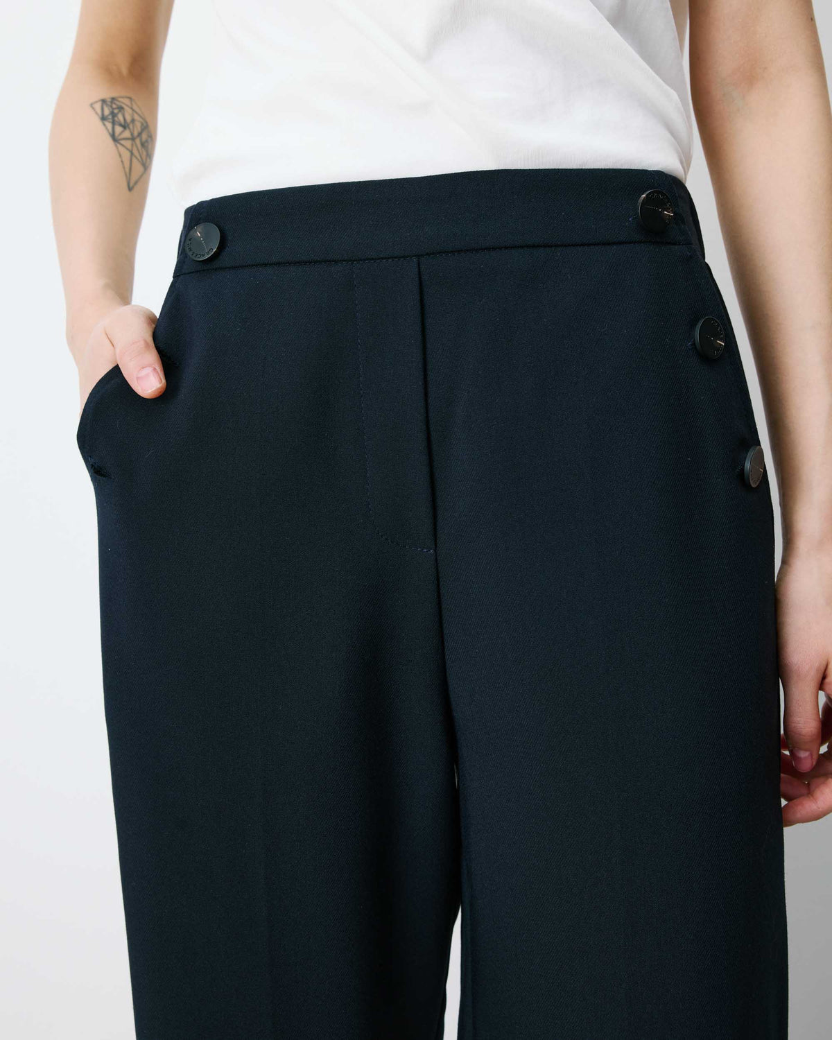 Pantalon tailleur large taille haute marine Alexander