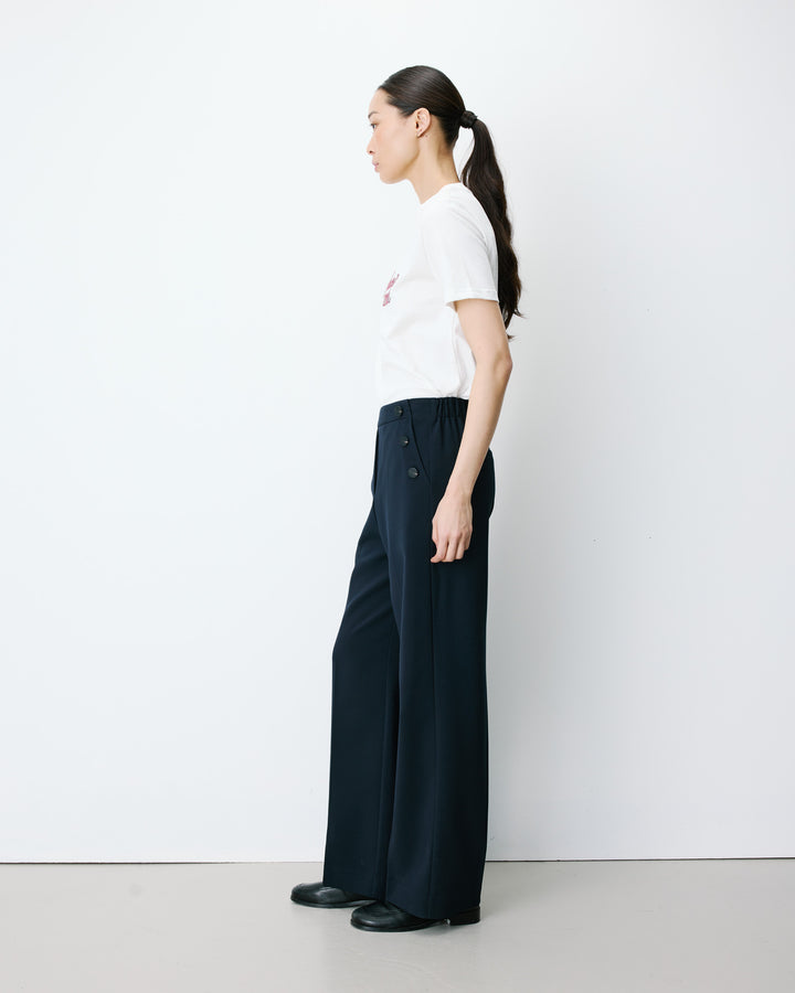 Pantalon tailleur large taille haute marine Alexander