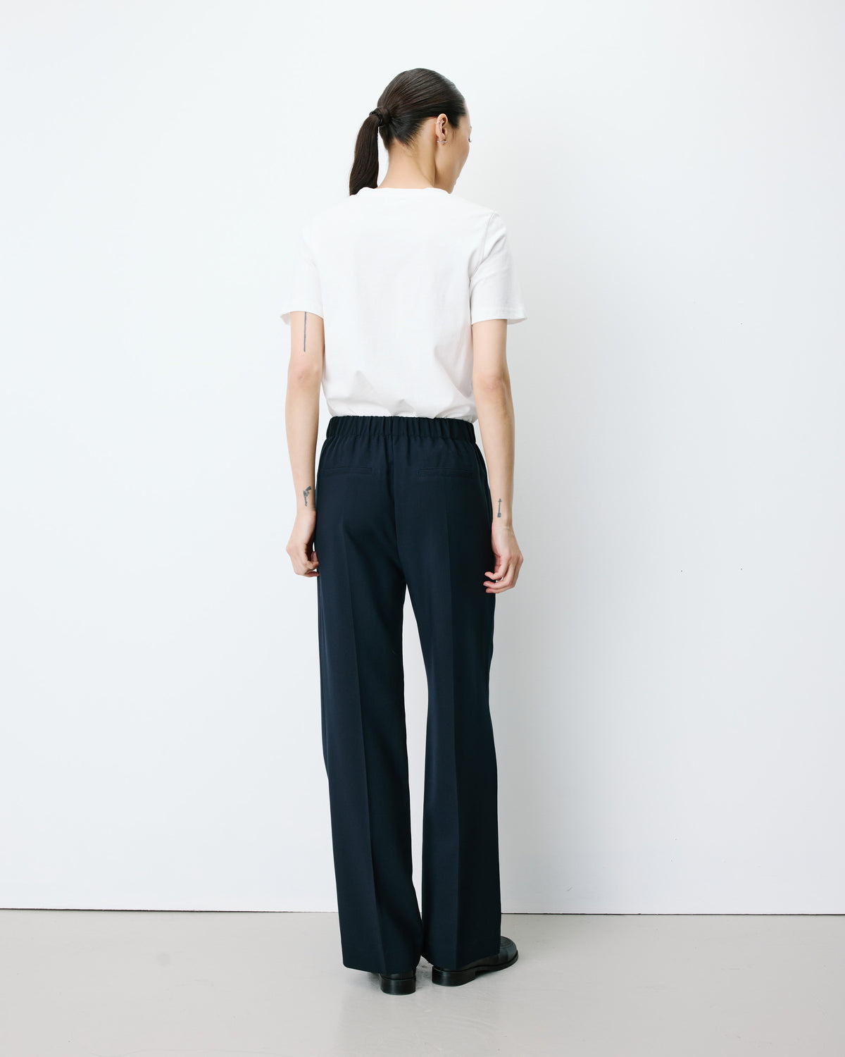 Pantalon tailleur large taille haute marine Alexander