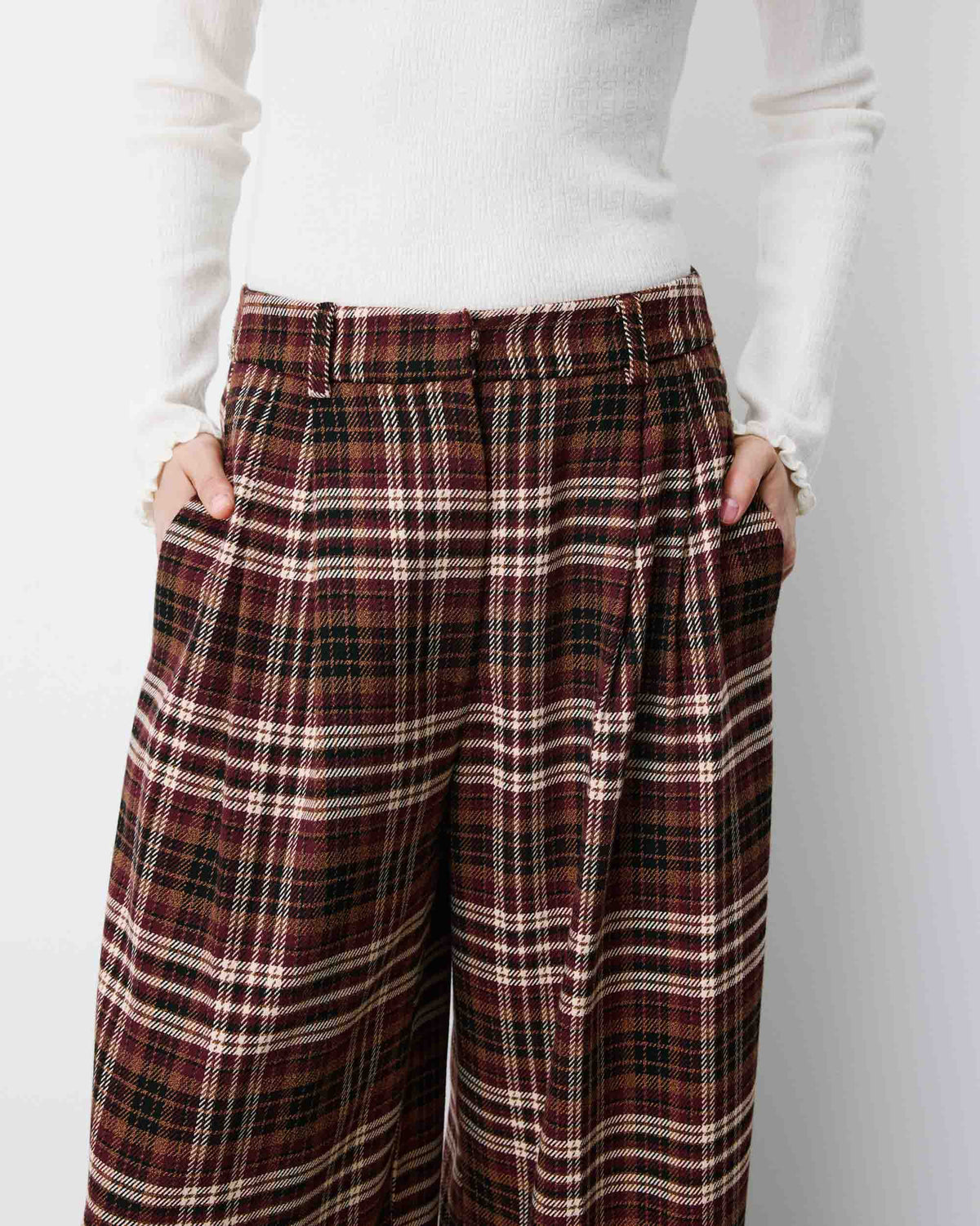 Pantalon tailleur oversize à carreaux cherry Arenzo